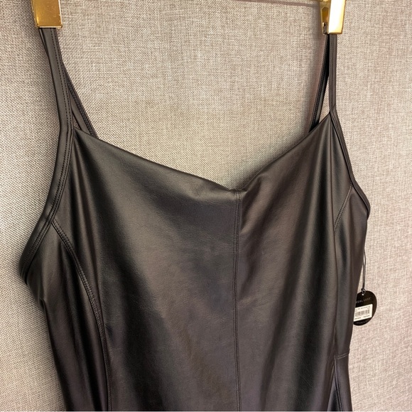 AERIE Faux Lather Tank Top Style Jumpsuit Bodysuit — LARGE — Black - Picture 4 of 8